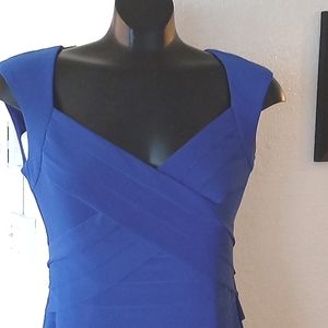 Jones New York Sleeveless rushed design royal blue dress